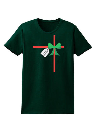 Merry Christmas Present Gift Womens Dark T-Shirt-TooLoud-Forest-Green-Small-Davson Sales