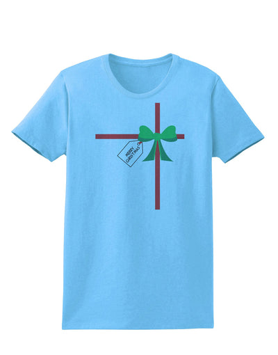 Merry Christmas Present Gift Womens T-Shirt-Womens T-Shirt-TooLoud-Aquatic-Blue-X-Small-Davson Sales