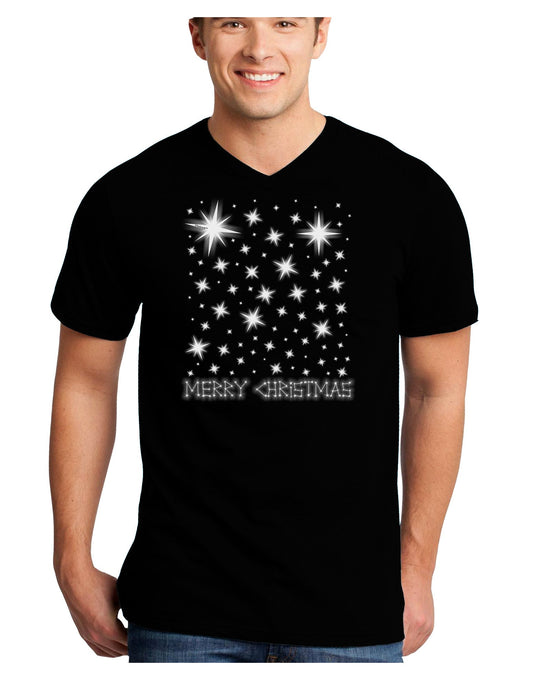Merry Christmas Shining Night Stars Adult Dark V-Neck T-Shirt-TooLoud-Black-Small-Davson Sales