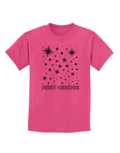 Merry Christmas Shining Night Stars Childrens T-Shirt-Childrens T-Shirt-TooLoud-Sangria-X-Small-Davson Sales