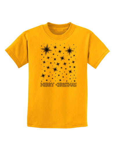 Merry Christmas Shining Night Stars Childrens T-Shirt-Childrens T-Shirt-TooLoud-Gold-X-Small-Davson Sales