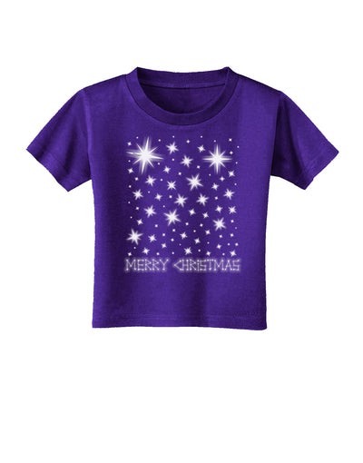 Merry Christmas Shining Night Stars Toddler T-Shirt Dark-Toddler T-Shirt-TooLoud-Purple-2T-Davson Sales