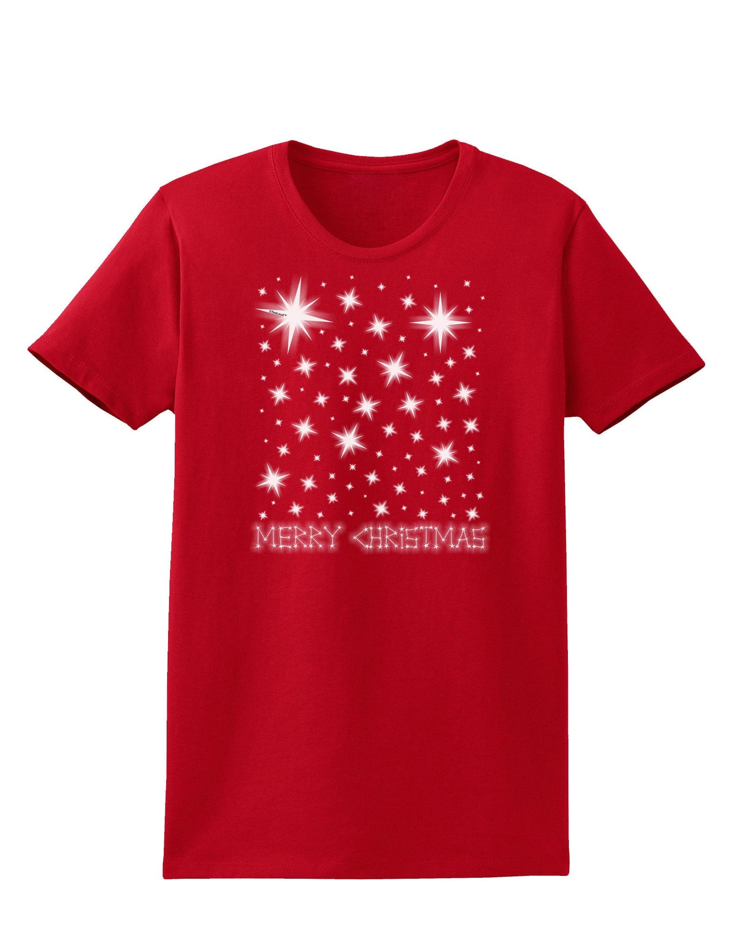 Merry Christmas Shining Night Stars Womens Dark T-Shirt-TooLoud-Red-X-Small-Davson Sales
