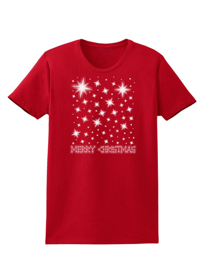 Merry Christmas Shining Night Stars Womens Dark T-Shirt-TooLoud-Red-X-Small-Davson Sales