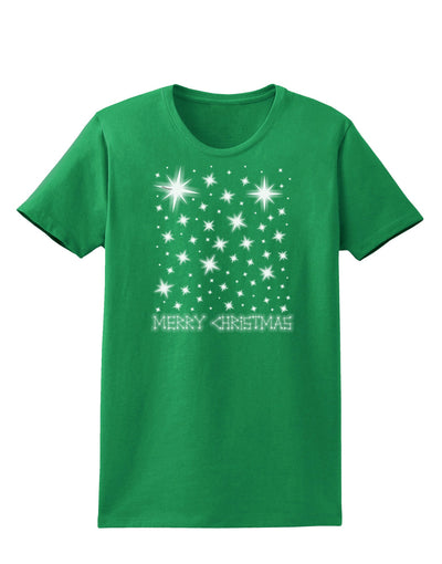 Merry Christmas Shining Night Stars Womens Dark T-Shirt-TooLoud-Kelly-Green-X-Small-Davson Sales