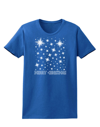 Merry Christmas Shining Night Stars Womens Dark T-Shirt-TooLoud-Royal-Blue-X-Small-Davson Sales