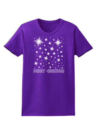Merry Christmas Shining Night Stars Womens Dark T-Shirt-TooLoud-Purple-X-Small-Davson Sales