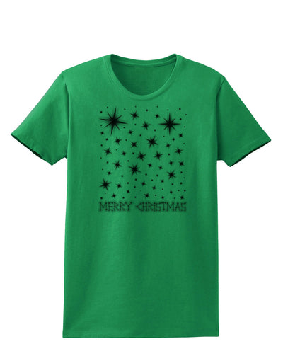 Merry Christmas Shining Night Stars Womens T-Shirt-Womens T-Shirt-TooLoud-Kelly-Green-X-Small-Davson Sales