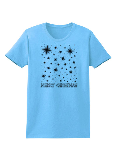 Merry Christmas Shining Night Stars Womens T-Shirt-Womens T-Shirt-TooLoud-Aquatic-Blue-X-Small-Davson Sales