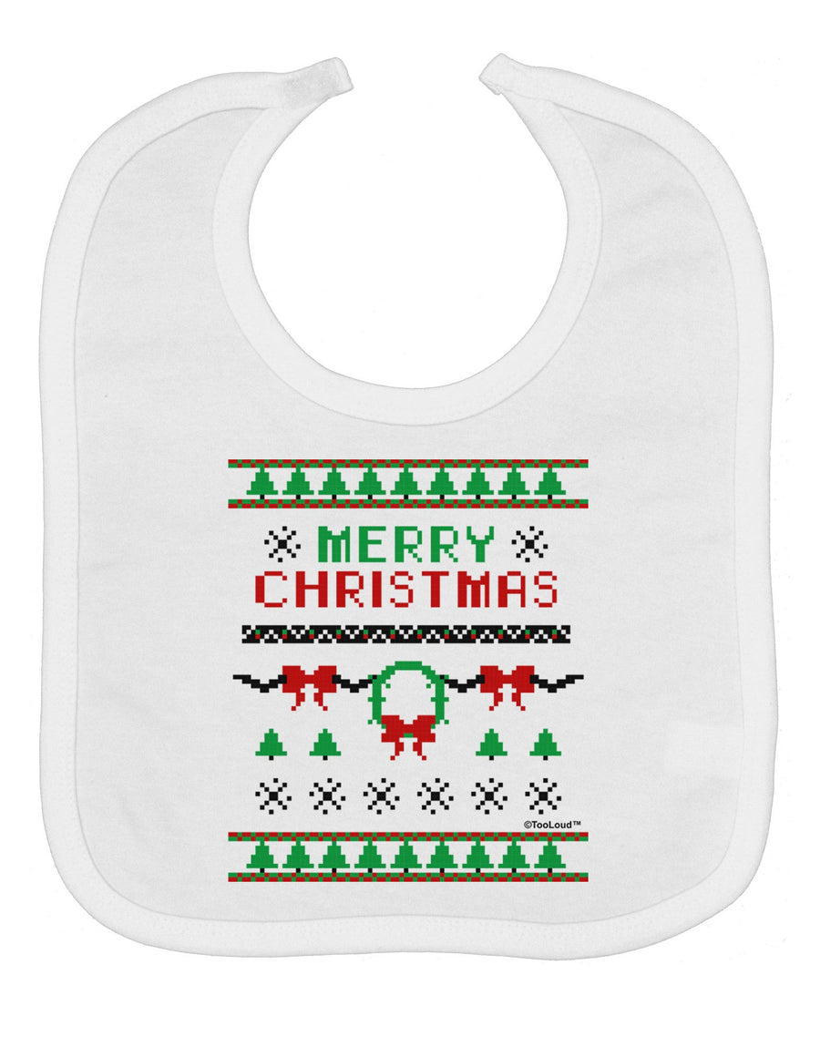 Merry Christmas Ugly Christmas Sweater Baby Bib