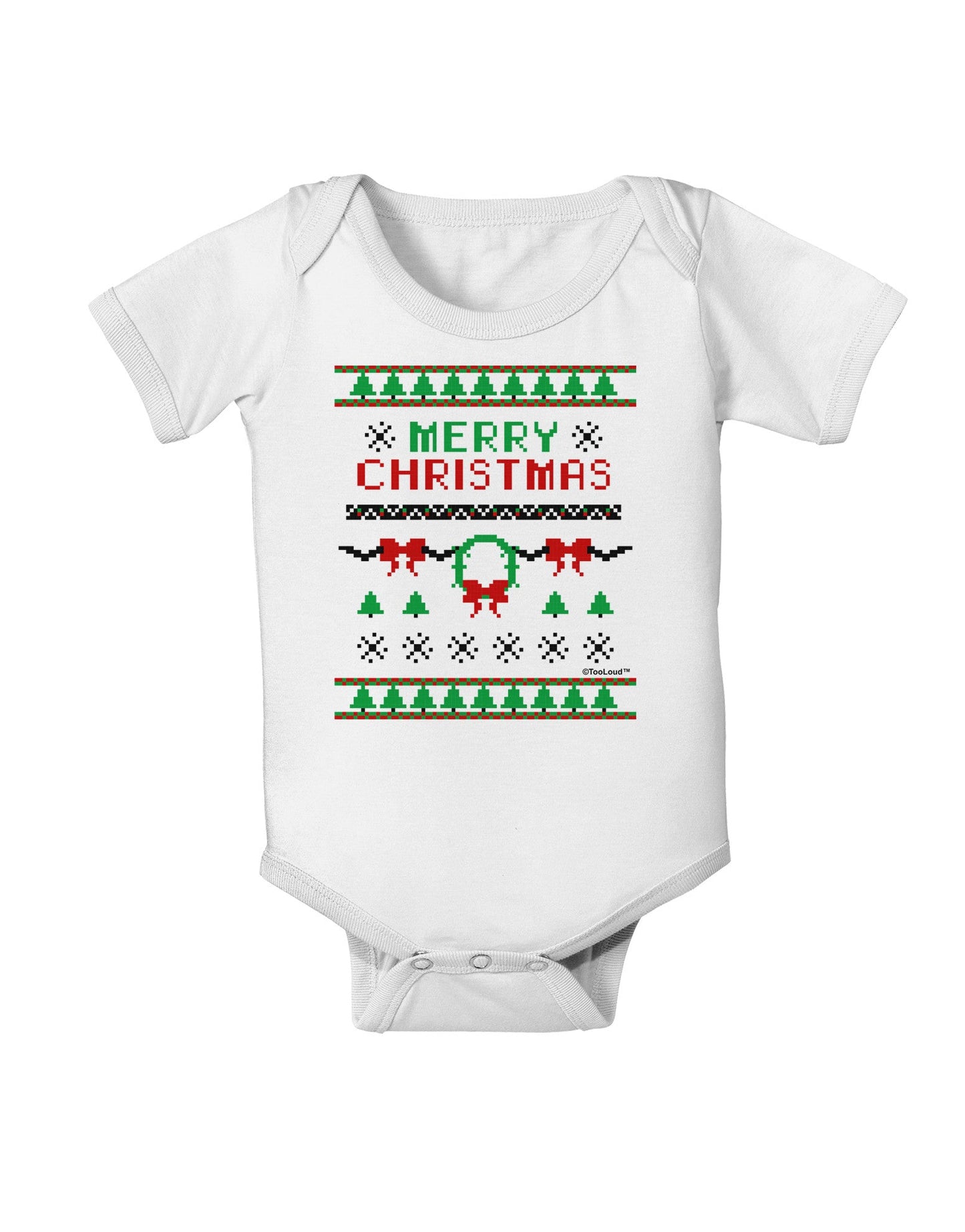 Merry Christmas Ugly Christmas Sweater Baby Romper Bodysuit-Baby Romper-TooLoud-White-06-Months-Davson Sales