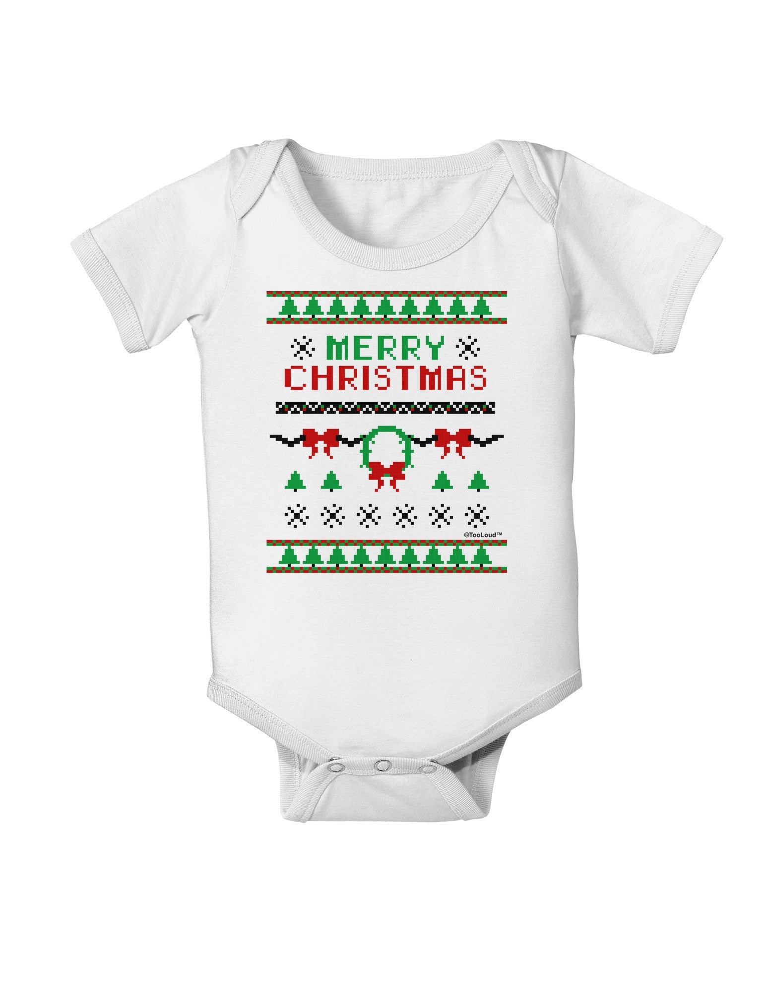 Merry Christmas Ugly Christmas Sweater Baby Romper Bodysuit-Baby Romper-TooLoud-White-06-Months-Davson Sales