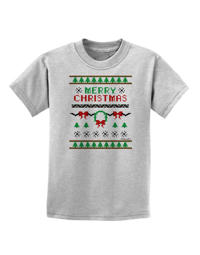 Merry Christmas Ugly Christmas Sweater Childrens T-Shirt-Childrens T-Shirt-TooLoud-AshGray-X-Small-Davson Sales