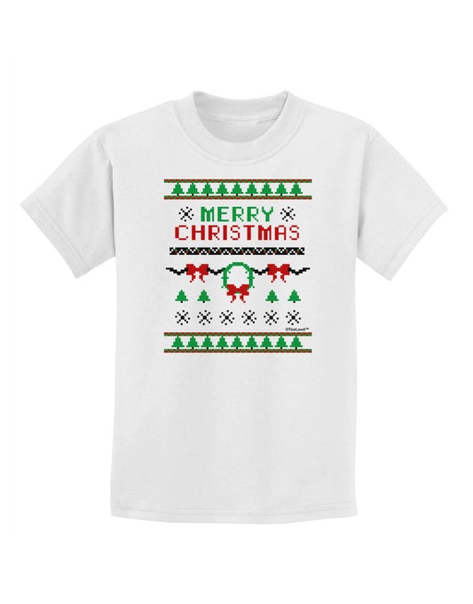 Merry Christmas Ugly Christmas Sweater Childrens T-Shirt-Childrens T-Shirt-TooLoud-White-X-Small-Davson Sales