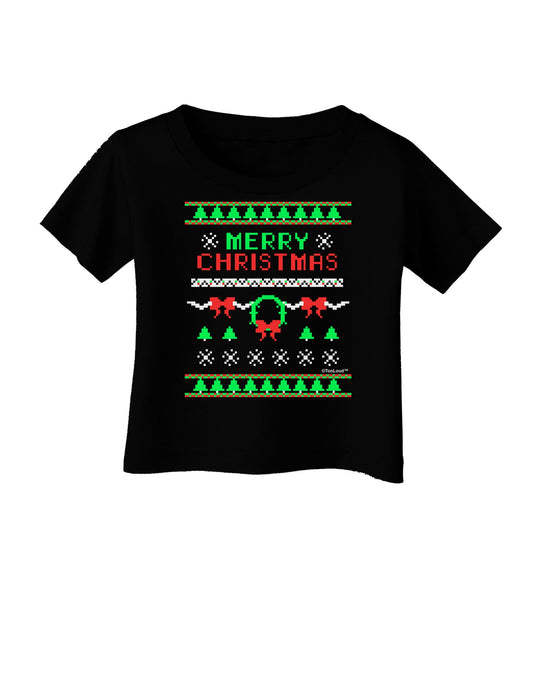 Merry Christmas Ugly Christmas Sweater Infant T-Shirt Dark-Infant T-Shirt-TooLoud-Black-06-Months-Davson Sales