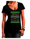 Merry Christmas Ugly Christmas Sweater Juniors V-Neck Dark T-Shirt-Womens V-Neck T-Shirts-TooLoud-Black-Juniors Fitted Small-Davson Sales