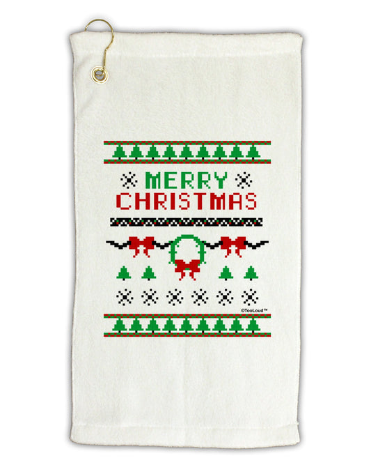 Merry Christmas Ugly Christmas Sweater Micro Terry Gromet Golf Towel 16 x 25 inch-Golf Towel-TooLoud-White-Davson Sales