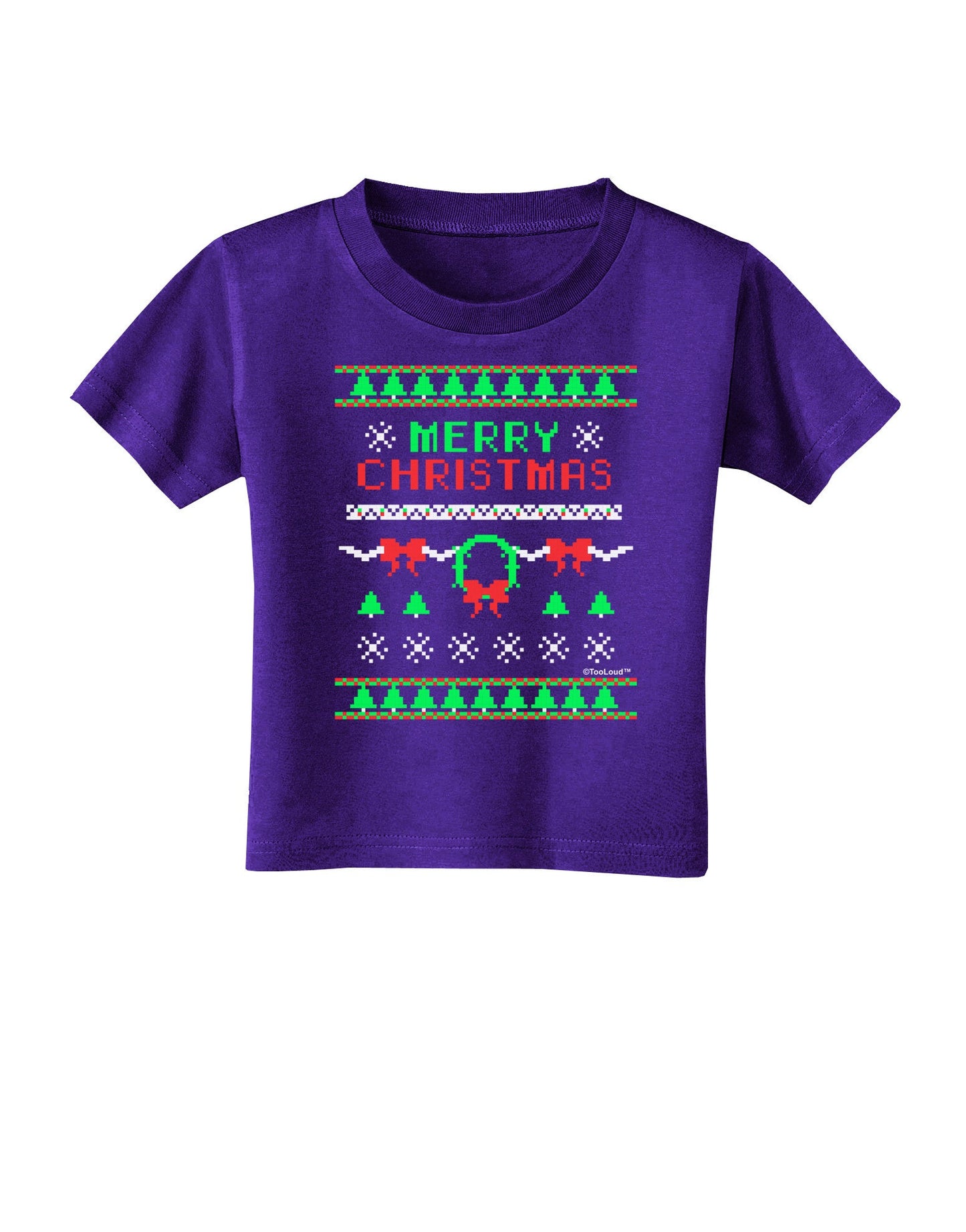 Merry Christmas Ugly Christmas Sweater Toddler T-Shirt Dark-Toddler T-Shirt-TooLoud-Purple-2T-Davson Sales