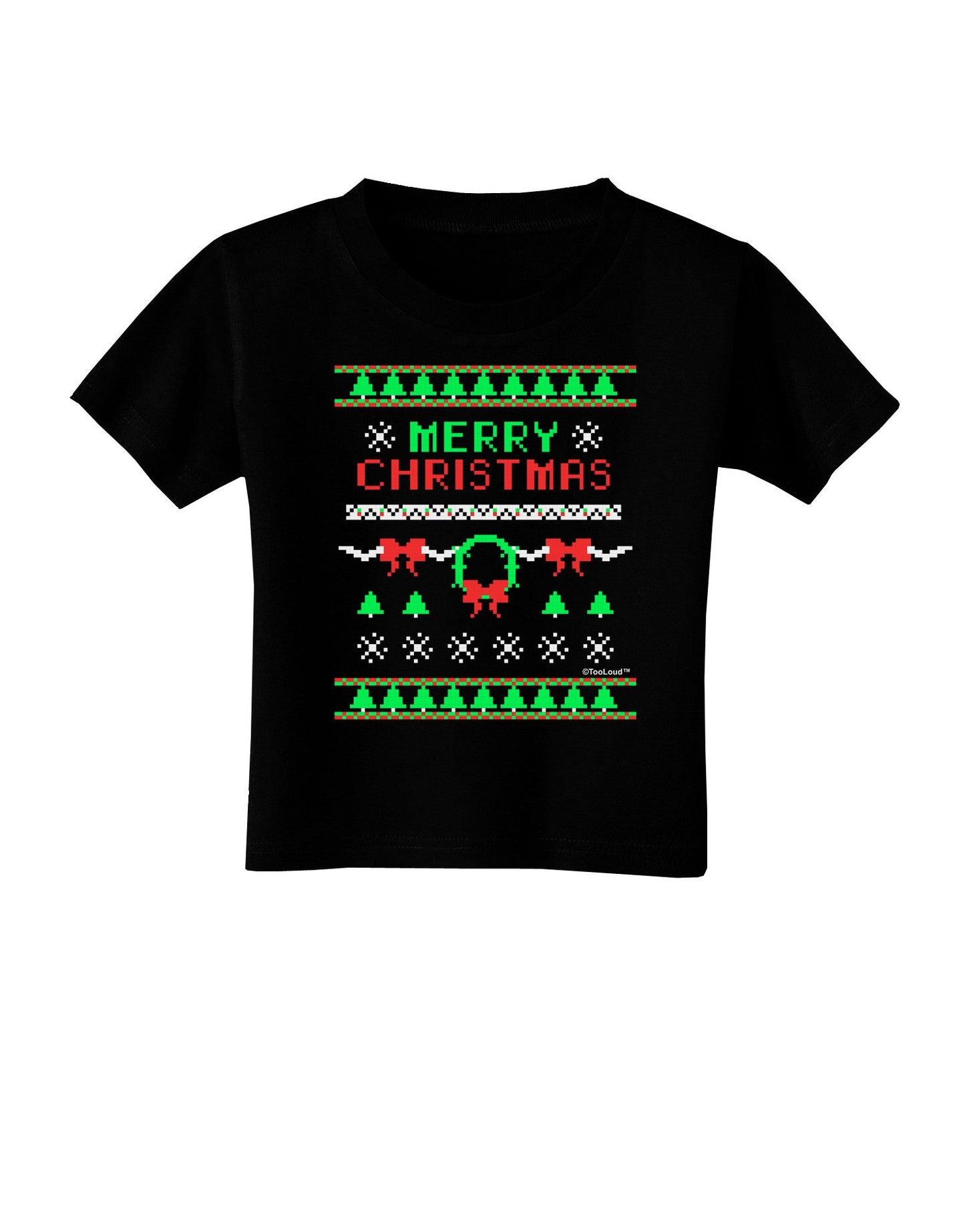 Merry Christmas Ugly Christmas Sweater Toddler T-Shirt Dark-Toddler T-Shirt-TooLoud-Black-2T-Davson Sales