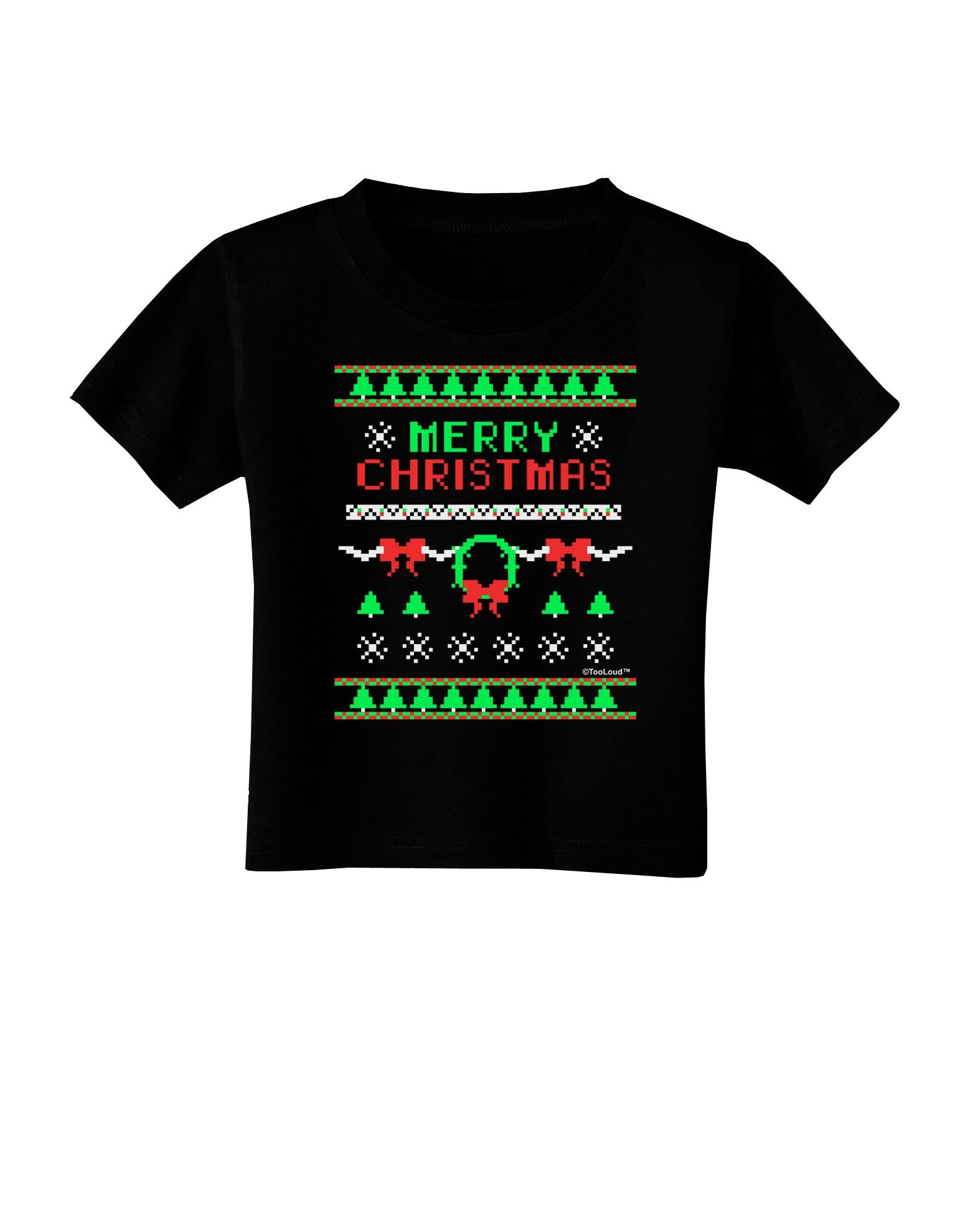 Merry Christmas Ugly Christmas Sweater Toddler T-Shirt Dark-Toddler T-Shirt-TooLoud-Black-2T-Davson Sales