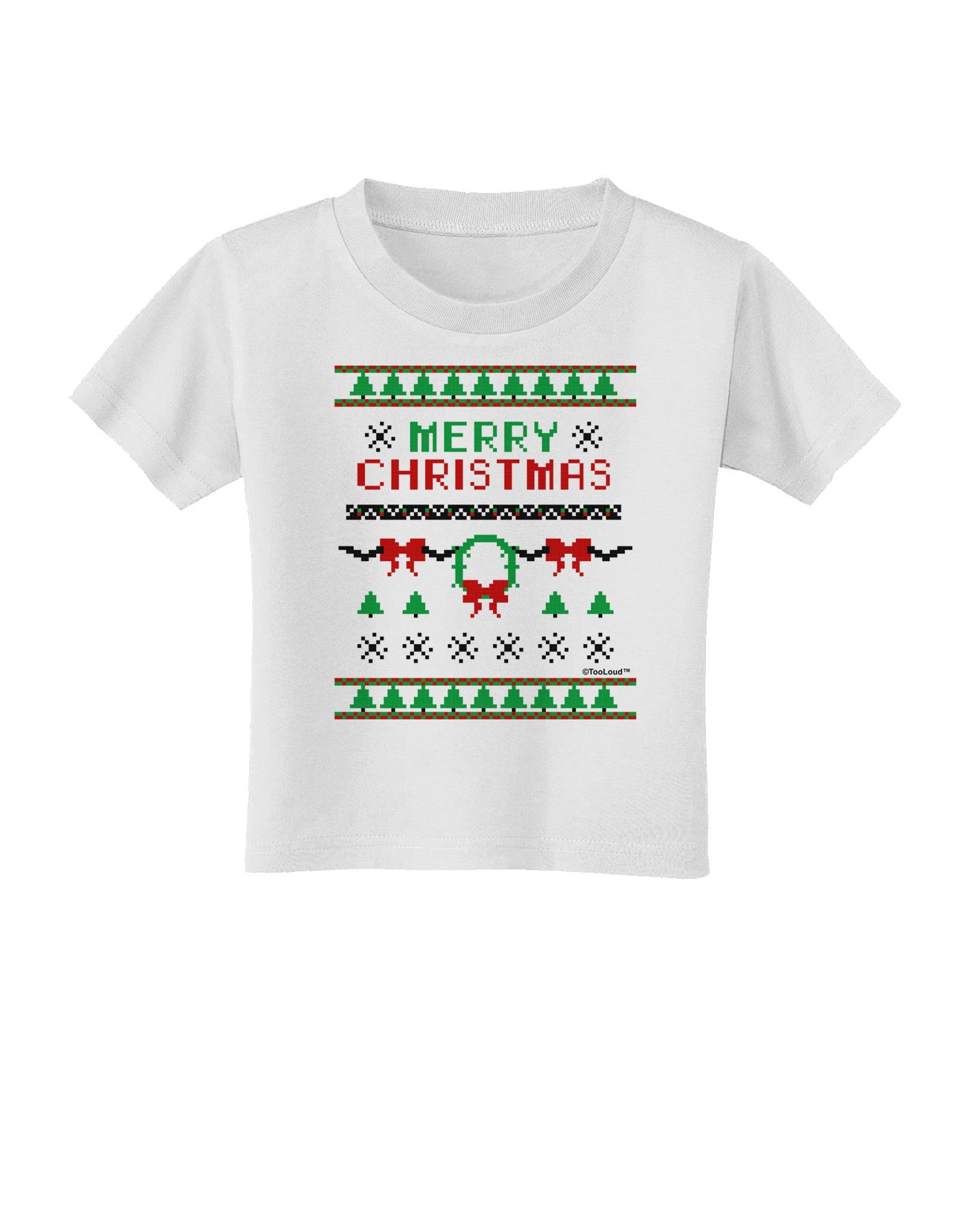 Merry Christmas Ugly Christmas Sweater Toddler T-Shirt-Toddler T-Shirt-TooLoud-White-2T-Davson Sales