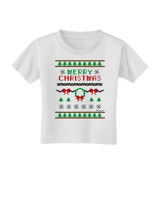 Merry Christmas Ugly Christmas Sweater Toddler T-Shirt-Toddler T-Shirt-TooLoud-White-2T-Davson Sales