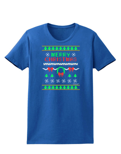 Merry Christmas Ugly Christmas Sweater Womens Dark T-Shirt-TooLoud-Royal-Blue-X-Small-Davson Sales