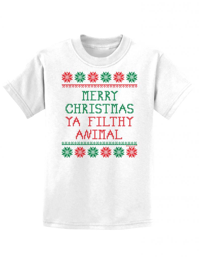 Merry Christmas Ya Filthy Animal Childrens Youth T-Shirt-TooLoud-White-X-Small-Davson Sales