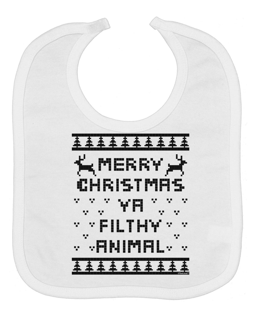 Merry Christmas Ya Filthy Animal Christmas Sweater Baby Bib