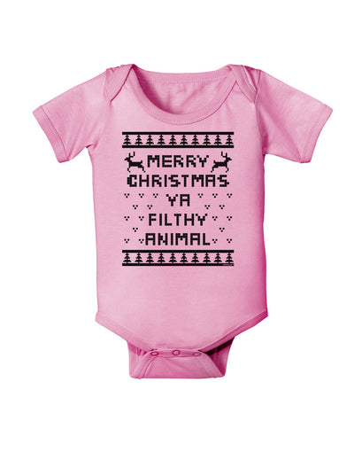 Merry Christmas Ya Filthy Animal Christmas Sweater Baby Romper Bodysuit-Baby Romper-TooLoud-Light-Pink-06-Months-Davson Sales