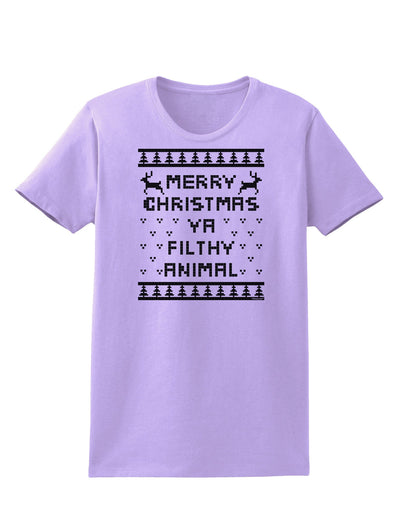 Merry Christmas Ya Filthy Animal Christmas Sweater Womens T-Shirt-Womens T-Shirt-TooLoud-Lavender-X-Small-Davson Sales