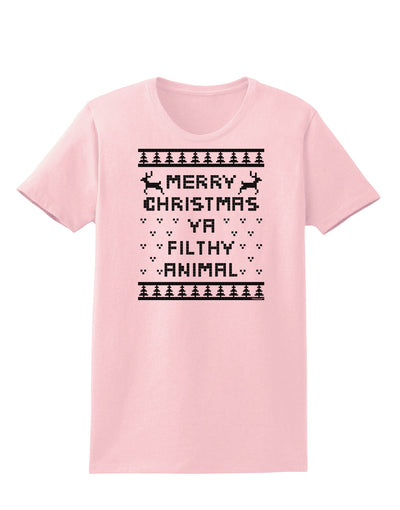 Merry Christmas Ya Filthy Animal Christmas Sweater Womens T-Shirt-Womens T-Shirt-TooLoud-PalePink-X-Small-Davson Sales