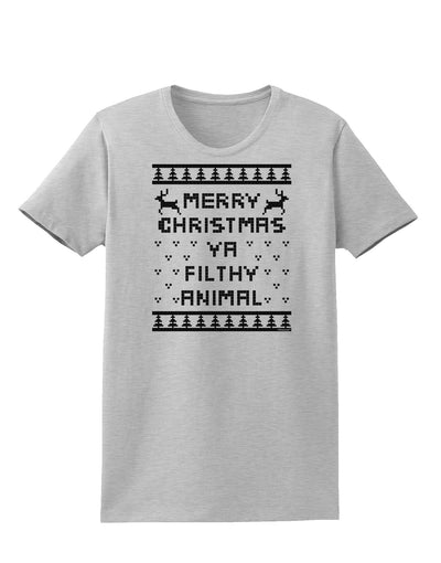 Merry Christmas Ya Filthy Animal Christmas Sweater Womens T-Shirt-Womens T-Shirt-TooLoud-AshGray-X-Small-Davson Sales