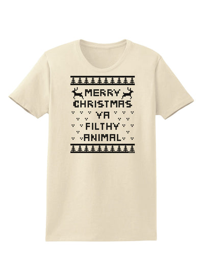 Merry Christmas Ya Filthy Animal Christmas Sweater Womens T-Shirt-Womens T-Shirt-TooLoud-Natural-X-Small-Davson Sales