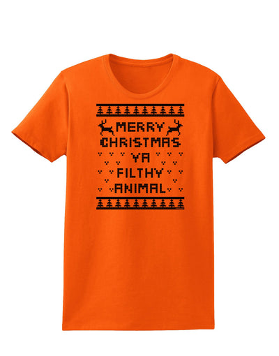 Merry Christmas Ya Filthy Animal Christmas Sweater Womens T-Shirt-Womens T-Shirt-TooLoud-Orange-X-Small-Davson Sales