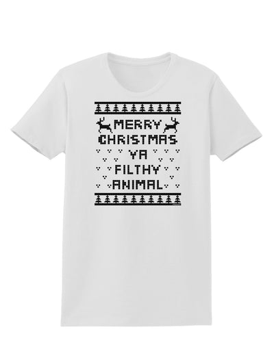 Merry Christmas Ya Filthy Animal Christmas Sweater Womens T-Shirt-Womens T-Shirt-TooLoud-White-X-Small-Davson Sales