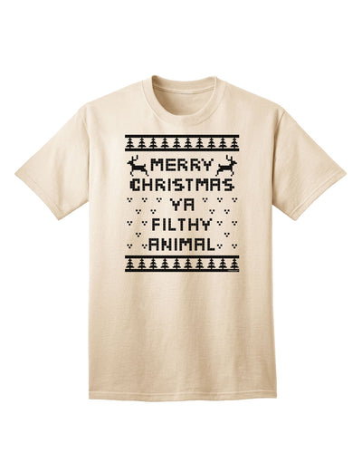 Merry Christmas Ya Filthy Animal - Premium Adult Christmas Sweater T-Shirt Collection-Mens T-shirts-TooLoud-Natural-Small-Davson Sales