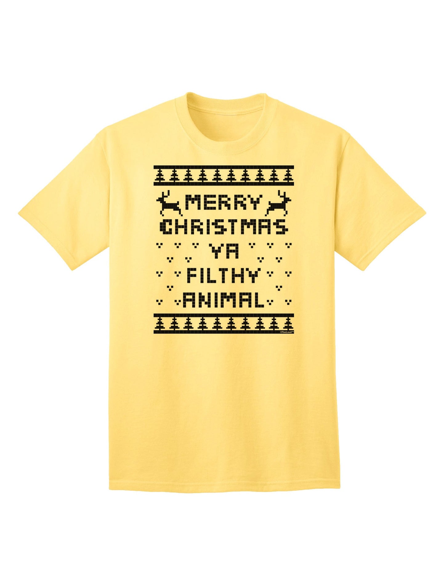 Merry Christmas Ya Filthy Animal - Premium Adult Christmas Sweater T-Shirt Collection-Mens T-shirts-TooLoud-Yellow-Small-Davson Sales