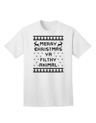 Merry Christmas Ya Filthy Animal - Premium Adult Christmas Sweater T-Shirt Collection-Mens T-shirts-TooLoud-White-Small-Davson Sales