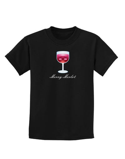 Merry Merlot Text Childrens Dark T-Shirt-Childrens T-Shirt-TooLoud-Black-X-Small-Davson Sales