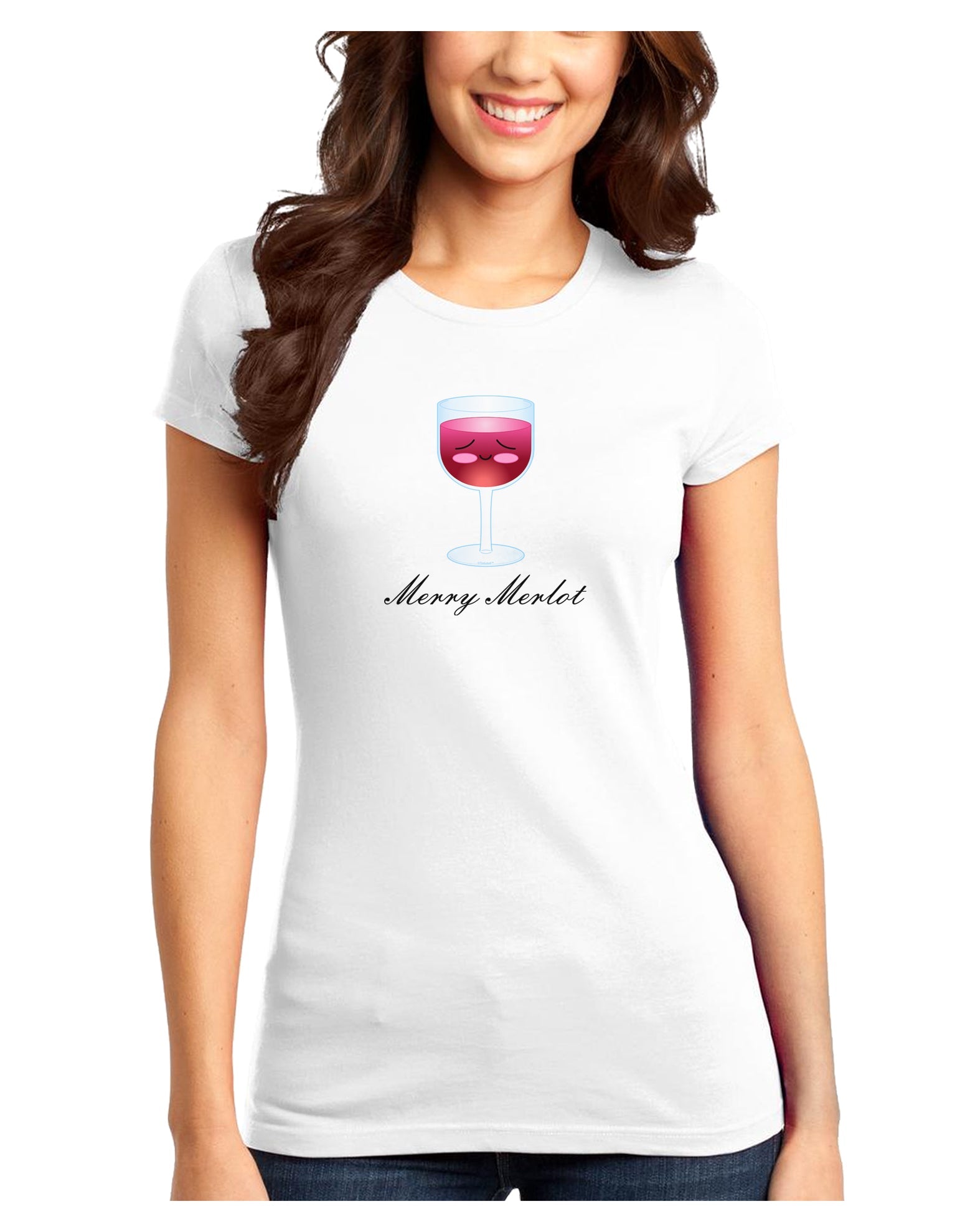Merry Merlot Text Juniors T-Shirt-Womens Juniors T-Shirt-TooLoud-White-Juniors Fitted XS-Davson Sales
