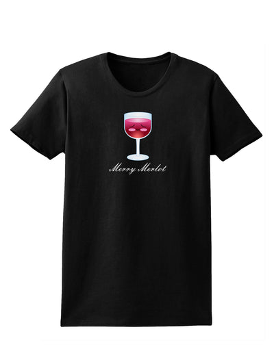 Merry Merlot Text Womens Dark T-Shirt-TooLoud-Black-X-Small-Davson Sales