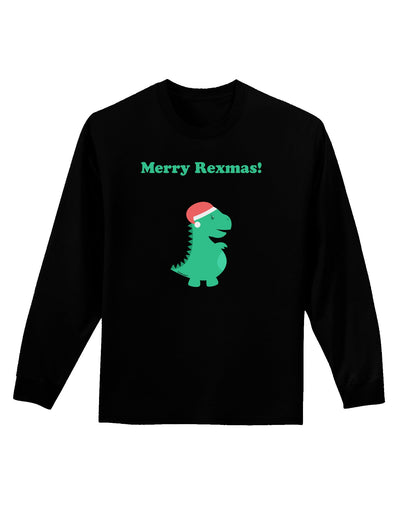 Merry Rexmas T-Rex Dinosaur Christmas Adult Long Sleeve Dark T-Shirt-TooLoud-Black-Small-Davson Sales