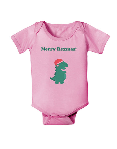 Merry Rexmas T-Rex Dinosaur Christmas Baby Romper Bodysuit-Baby Romper-TooLoud-Light-Pink-06-Months-Davson Sales