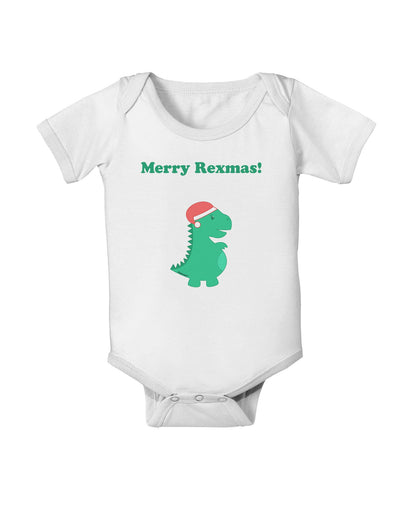 Merry Rexmas T-Rex Dinosaur Christmas Baby Romper Bodysuit-Baby Romper-TooLoud-White-06-Months-Davson Sales