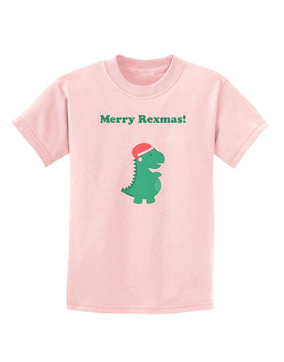 Merry Rexmas T-Rex Dinosaur Christmas Childrens T-Shirt-Childrens T-Shirt-TooLoud-PalePink-X-Small-Davson Sales