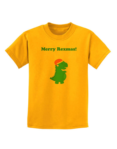 Merry Rexmas T-Rex Dinosaur Christmas Childrens T-Shirt-Childrens T-Shirt-TooLoud-Gold-X-Small-Davson Sales