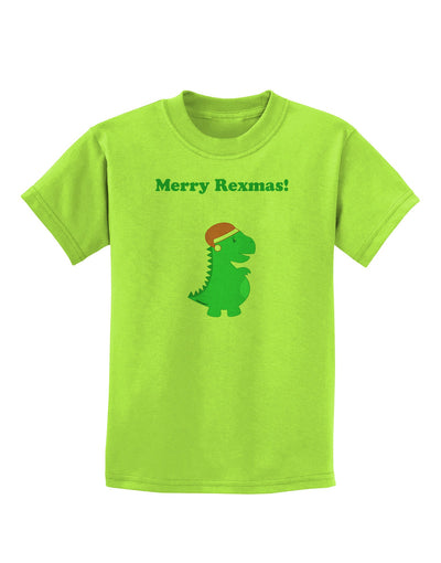 Merry Rexmas T-Rex Dinosaur Christmas Childrens T-Shirt-Childrens T-Shirt-TooLoud-Lime-Green-X-Small-Davson Sales