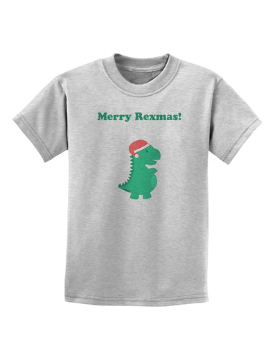 Merry Rexmas T-Rex Dinosaur Christmas Childrens T-Shirt-Childrens T-Shirt-TooLoud-AshGray-X-Small-Davson Sales