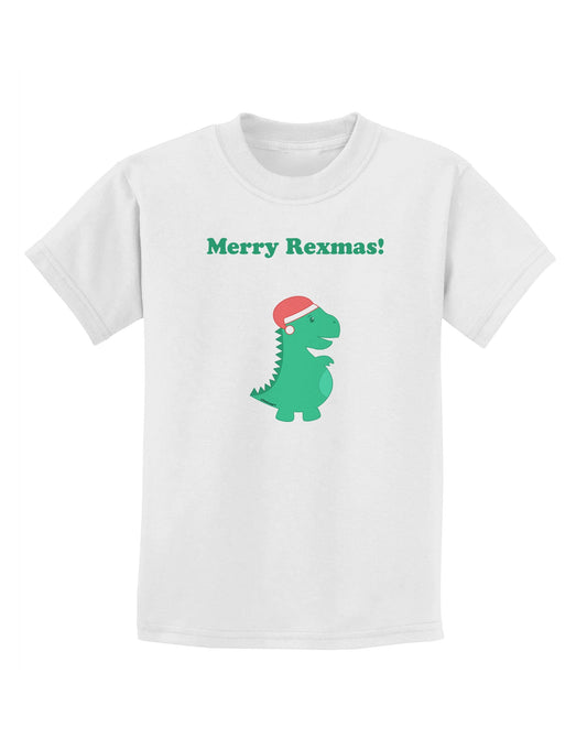 Merry Rexmas T-Rex Dinosaur Christmas Childrens T-Shirt-Childrens T-Shirt-TooLoud-White-X-Small-Davson Sales